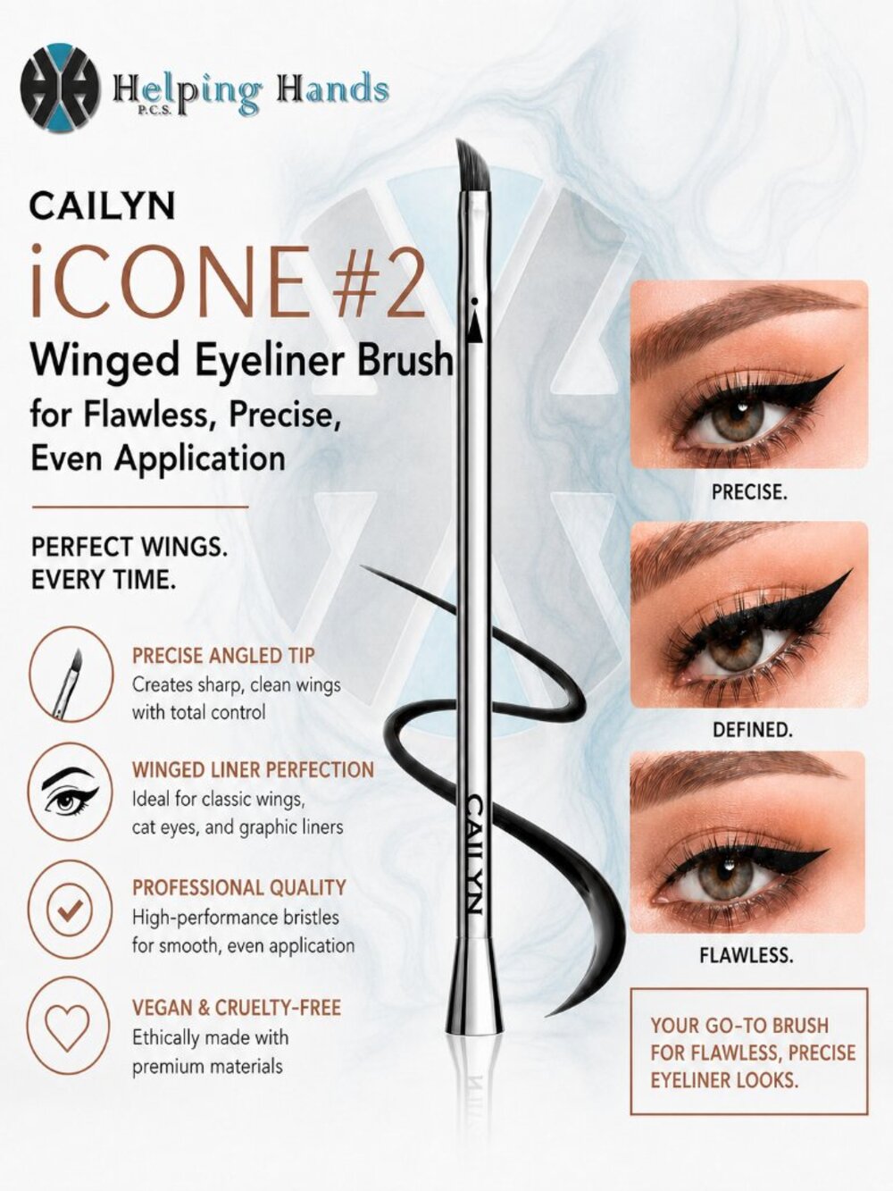 Cailyn iCONE #2 Winged Eyeliner Brush for Flawless, Precise, Even Application